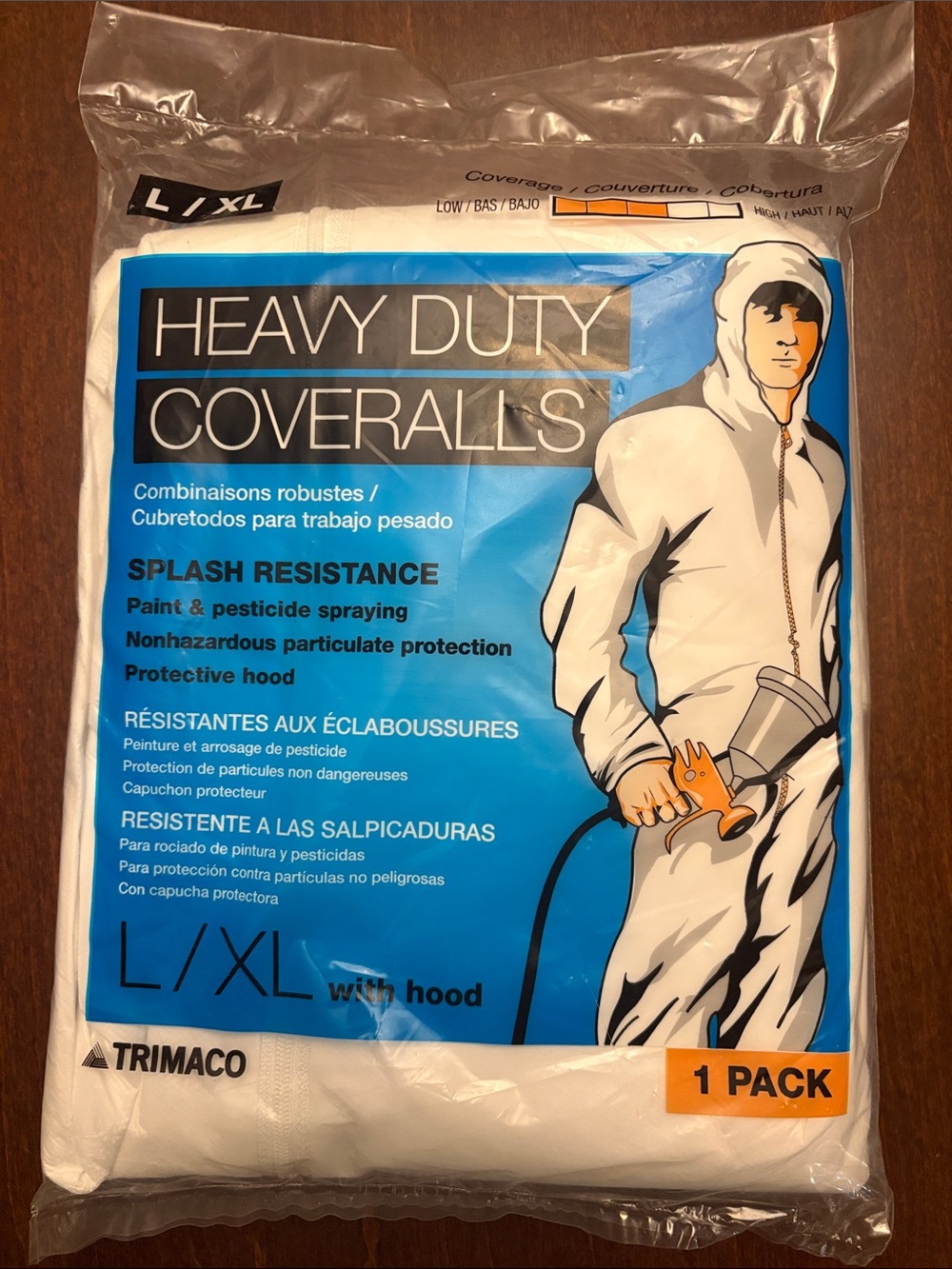 Heavy Duty White Coveralls L/XL - Splash Resistant for Paint & Pesticide Spray